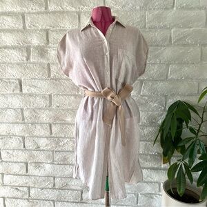 Zara Striped Cream and Gray Tunic